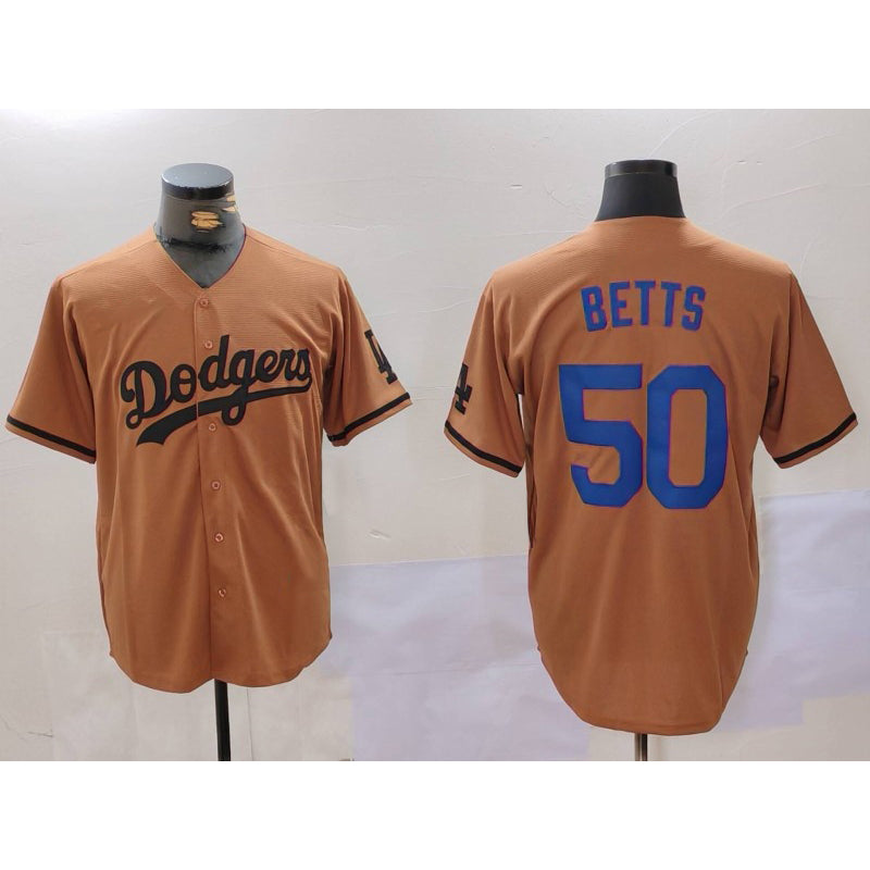 Los Angeles Dodgers #50 Mookie Betts Olive Puhics Cool Base Limited Stitched Jersey