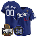 Custom Los Angeles Dodgers ACTIVE PLAYER Royal Puhics 2024 World Series With Fernando Memorial Patch Limited Stitched Jersey
