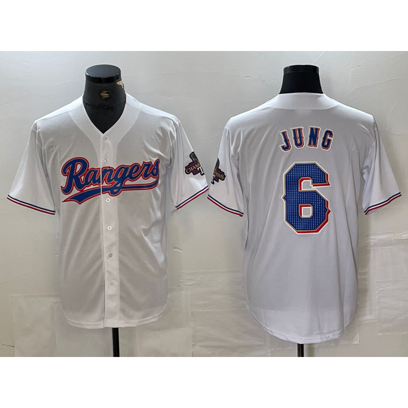 Texas Rangers #6 Josh Jung White Puhics 2023 World Series Champions Cool Base Jersey