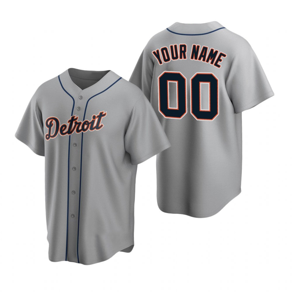 Custom Detroit Tigers Gray Puhics Stitched Cool Base Road Jersey