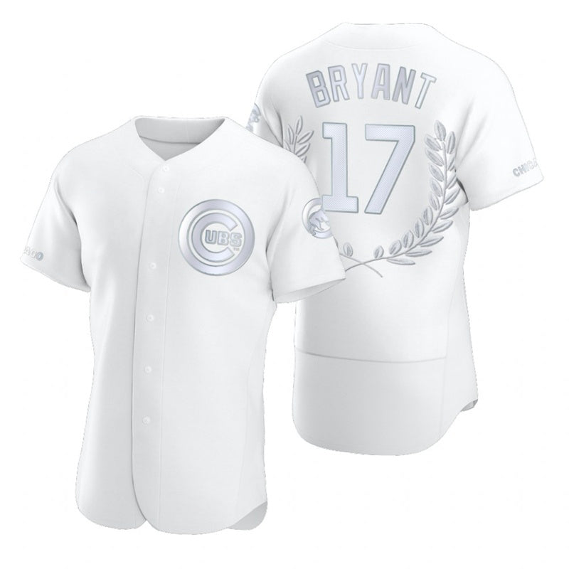 Chicago Cubs #17 Kris Bryant White Black Puhics Flexbase Fashion Jersey