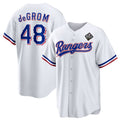 Texas Rangers #48 Jacob DeGrom White Puhics 2023 World Series Cool Base Stitched Jersey
