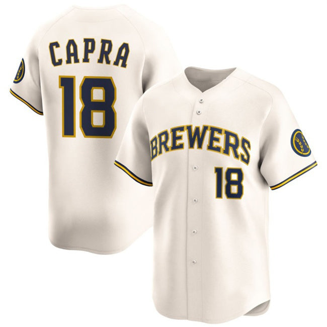 Milwaukee Brewers #18 Vinny Capra Cream Puhics 2025 Limited Stitched Jersey
