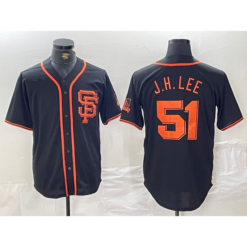 San Francisco Giants #51 Jung Hoo Lee Black Puhics With SF Stitched Cool Base Jersey