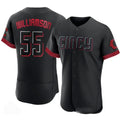Cincinnati Reds #55 Brandon Williamson Black Puhics 2023 City Connect Cool Base Stitched Jersey