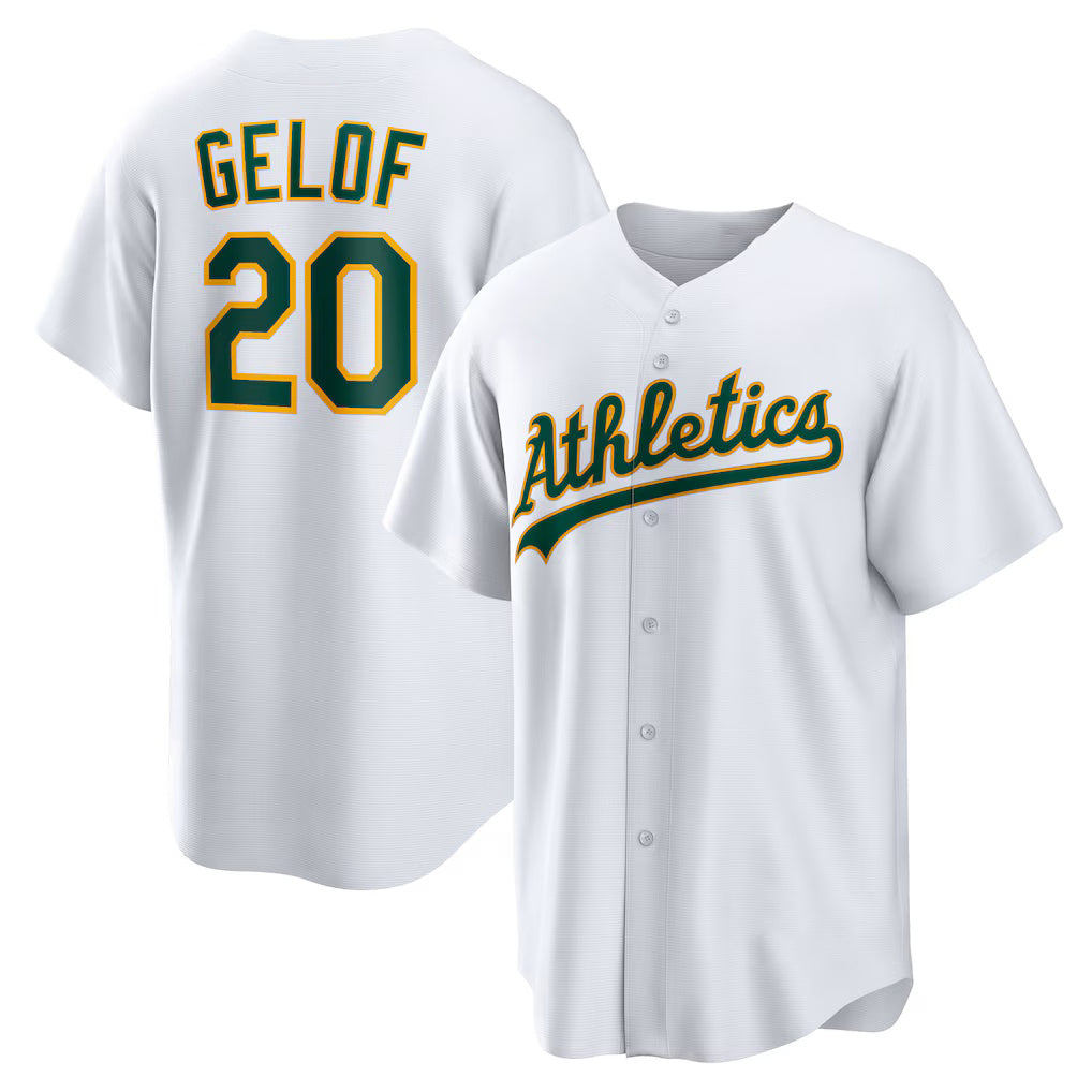 Oakland Athletics #20 Zack Gelof White Puhics Home Replica Jersey