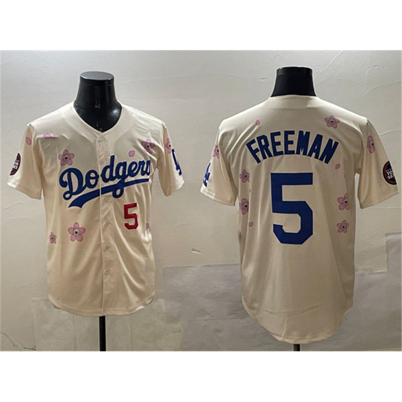 Los Angeles Dodgers #5 Freddie Freeman Cream Puhics 2025 Tokyo Series Limited Stitched Jersey