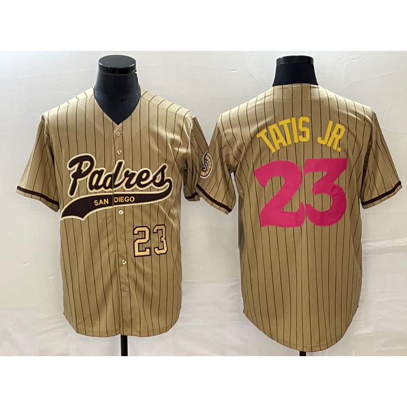 San Diego Padres #23 Fernando Tatis Jr Number Tan Puhics NEW 2023 City Connect Cool Base Stitched Jersey