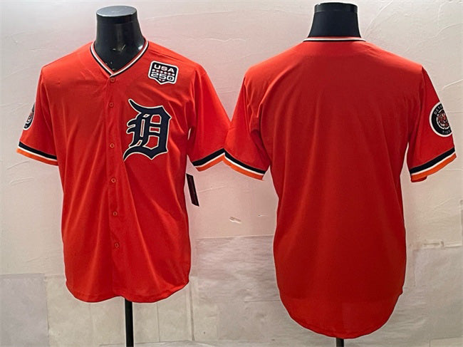 Detroit Tigers Blank Orange Puhics 2026 Alternate USA 250' Patch Vapor Premier Limited Stitched Jersey