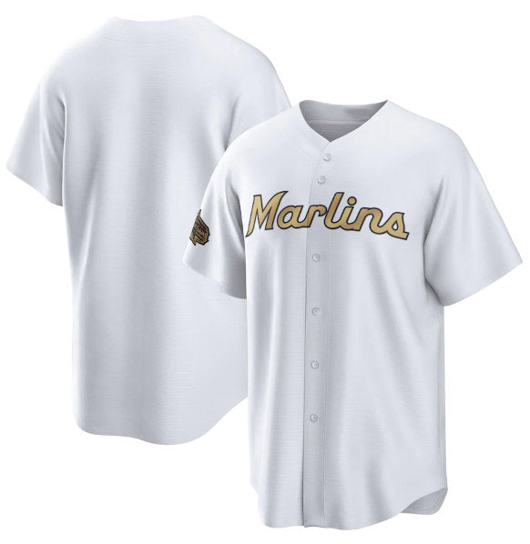 Miami Marlins Blank White Puhics 2022 All-Star Cool Base Stitched Jersey
