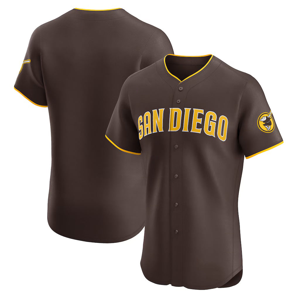 San Diego Padres Brown Puhics Road Vapor Premier Elite Patch Jersey