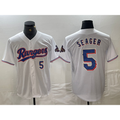 Texas Rangers #5 Corey Seager Number White Puhics 2024 Gold Collection Limited Cool Base Jersey