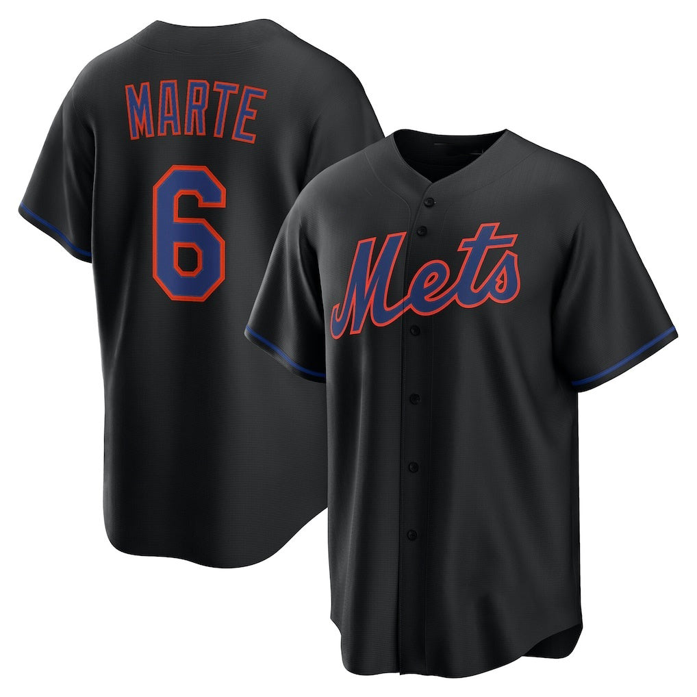 New York Mets #6 Starling Marte Black Puhics Alternate Replica Jersey