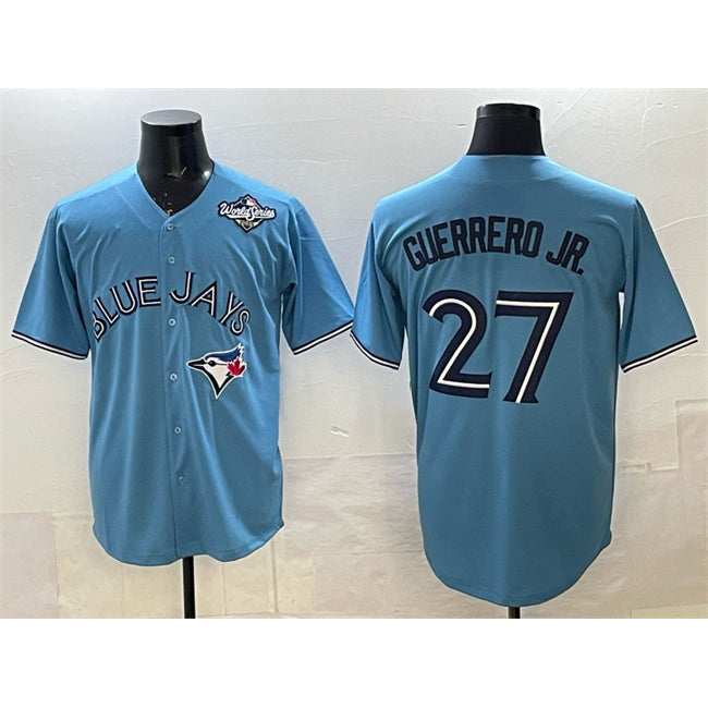 Toronto Blue Jays #27 Vladimir Guerrero Jr. Blue Puhics 2025 World Series Cool Base Stitched Jersey