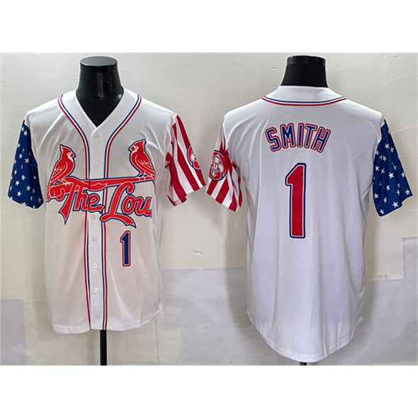 St. Louis Cardinals #1 Ozzie Smith White Puhics Independence Day Vapor Premier Limited Stitched Jersey