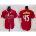 Philadelphia Phillies #45 Zack Wheeler Red Puhics Cool Base Stitched Jersey