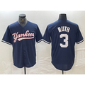 New York Yankees #3 Babe Ruth Navy Puhics Cool Base Stitched Jersey