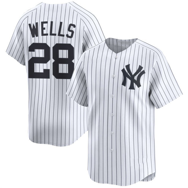 New York Yankees #28 Austin Wells White Puhics Home Limited Player Jersey