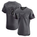 New York Mets #12 Francisco Lindor Gray Puhics City Connect Elite Jersey