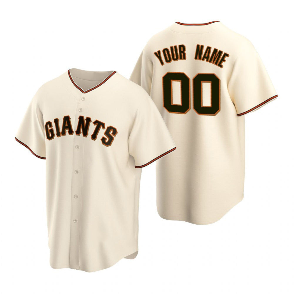 Custom San Francisco Giants Cream Puhics Stitched Cool Base Home Jersey