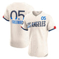 Los Angeles Dodgers #5 Freddie Freeman Cream Puhics City Connect Elite Jersey
