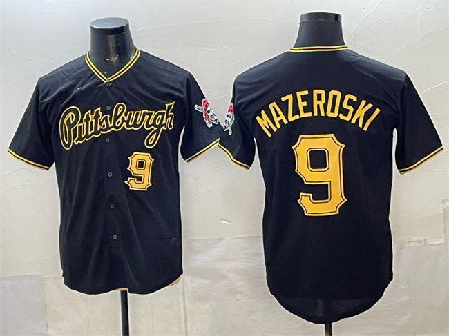 Pittsburgh Pirates #9 Bill Mazeroski Black Puhics Limited Stitched Jersey