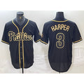 Philadelphia Phillies #3 Bryce Harper Black Gold Puhics Cool Base Stitched Jersey
