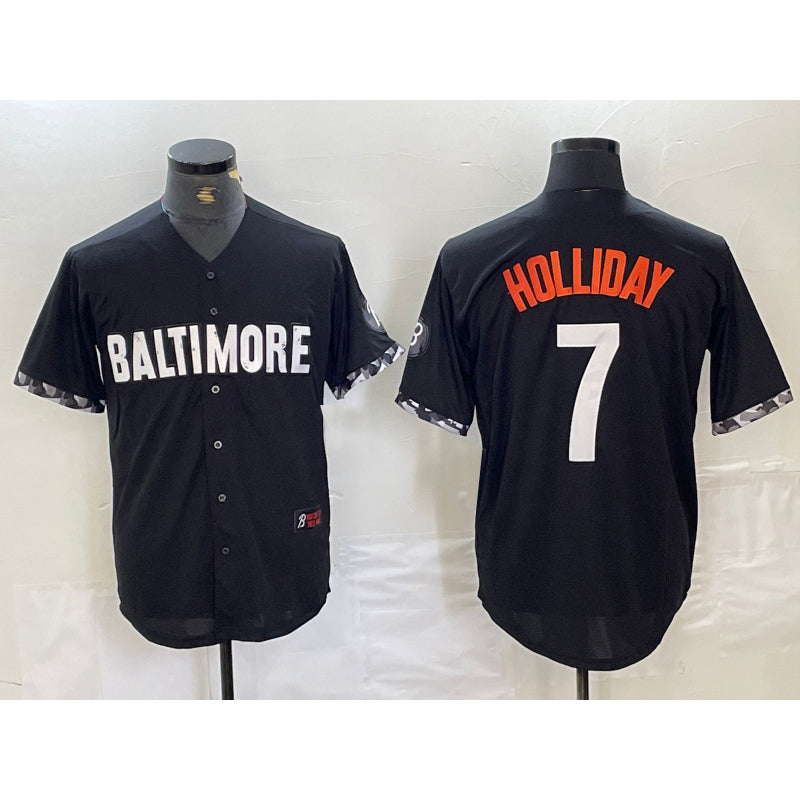 Baltimore Orioles #7 Jackson Holliday Black Puhics 2023 City Connect Cool Base Stitched Jersey