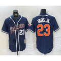 San Diego Padres #23 Fernando Tatis Jr Navy Blue Puhics Stitched Cool Base Throwback Jersey