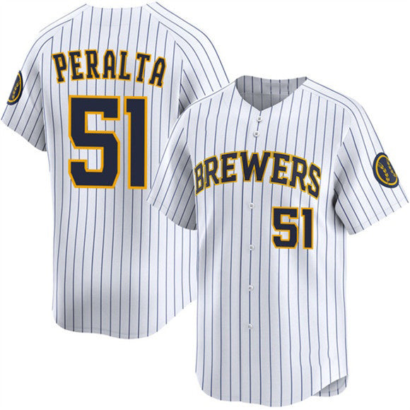 Milwaukee Brewers #51 Freddy Peralta White Puhics Alternate Limited Stitched Jersey