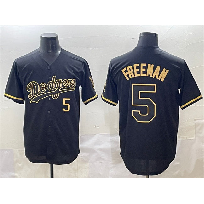 Los Angeles Dodgers #5 Freddie Freeman Black Gold Puhics Limited Stitched Jersey