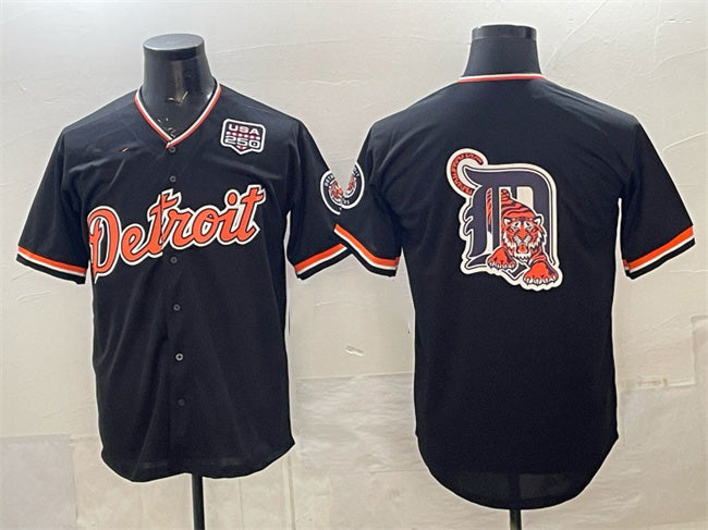 Detroit Tigers Team Big Logo Navy Puhics 2026 Alternate USA 250' Patch Vapor Premier Limited Stitched Jersey