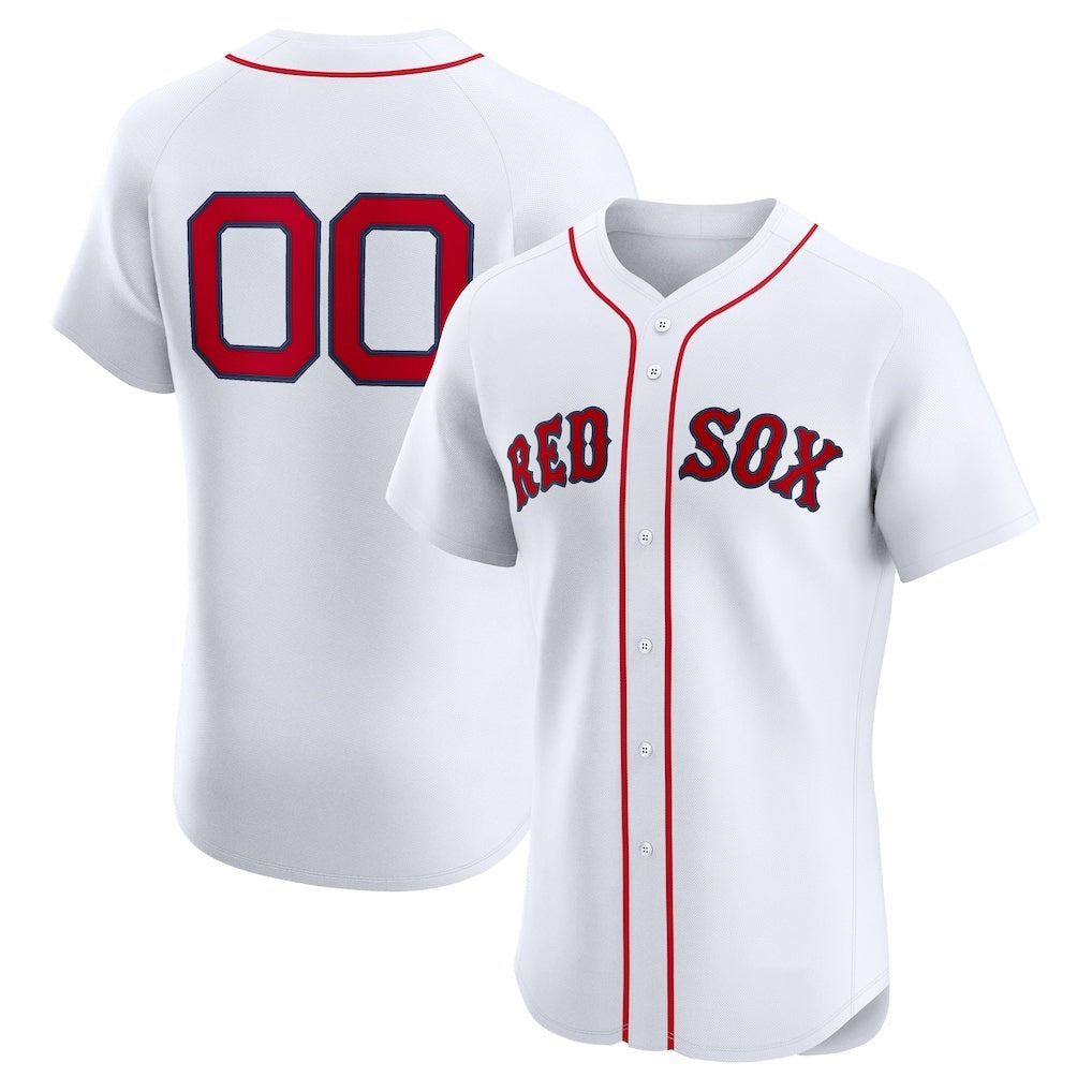Custom Boston Red Sox White Puhics Home Elite Jersey
