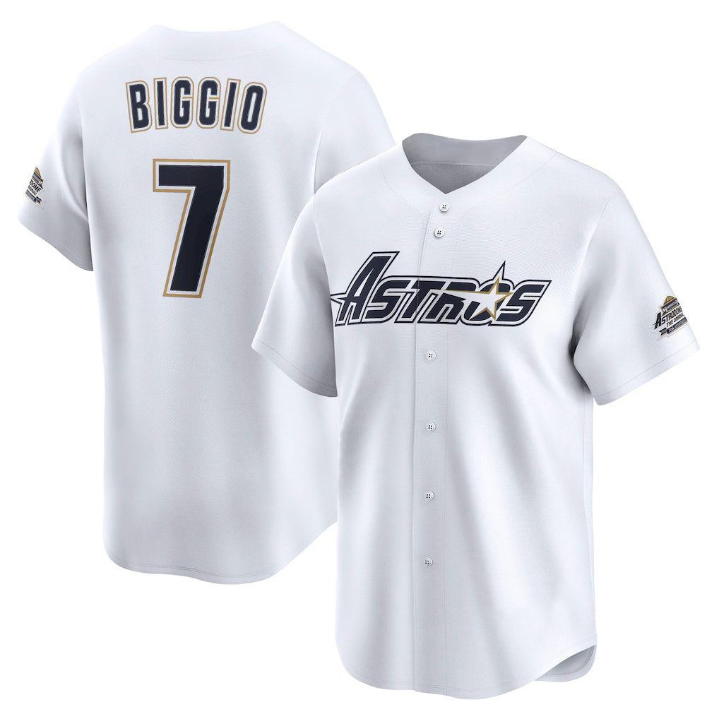 Houston Astros #7 Craig Biggio White Puhics Throwback Cooperstown Collection Limited Jersey