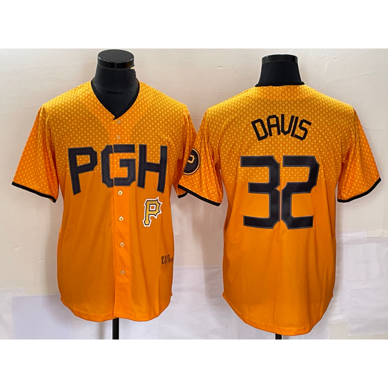Pittsburgh Pirates #32 Henry Davis Yellow Puhics 2023 City Connect Stitched Jersey