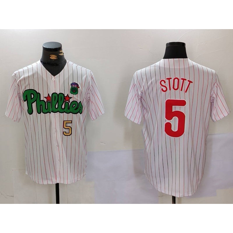 Philadelphia Phillies #5 Bryson Stott White Green Puhics Cool Base Stitched Jerseys