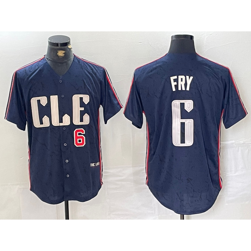 Cleveland Guardians #6 David Fry Number Navy Puhics 2024 City Connect Limited Stitched Jersey
