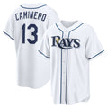 Tampa Bay Rays #13 Junior Caminero White Puhics Home Replica Jersey