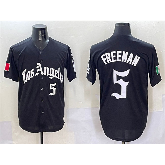 Los Angeles Dodgers #5 Freddie Freeman Black Puhics Mexico 2025 LA Gothic Style With Fernando Patch Vapor Premier Limited Stitched Jersey