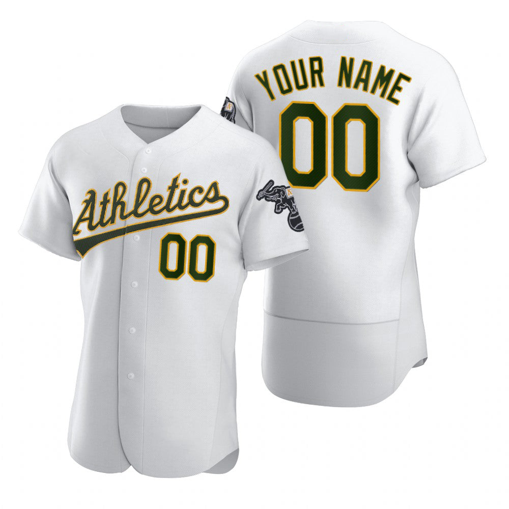 Custom Oakland Athletics White Puhics 2020 Stitched Flex Base Jersey