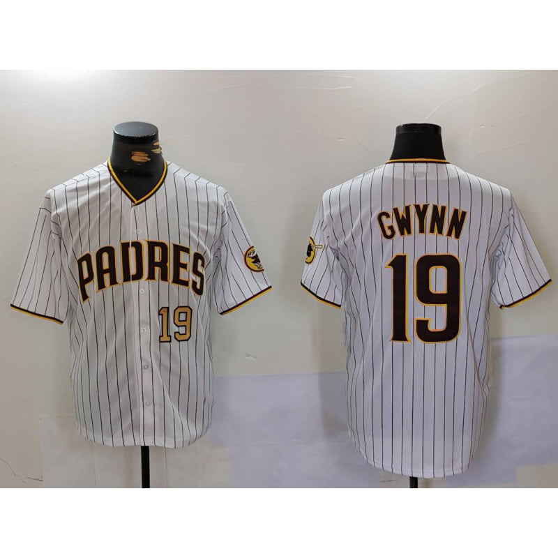 San Diego Padres #19 Tony Gwynn White Puhics Team Logo Stitched Cool Base Jerseys