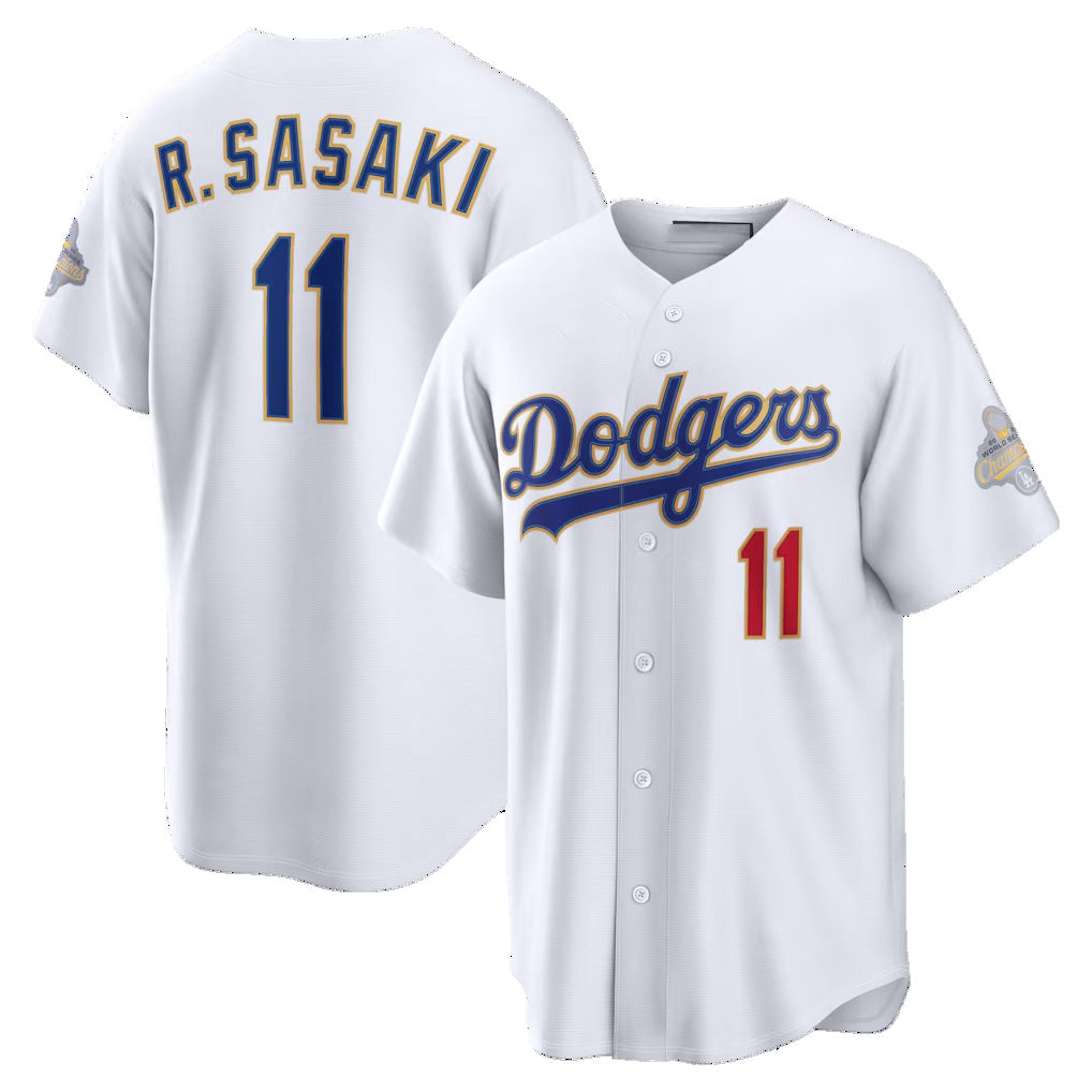 Los Angeles Dodgers #11 Roki Sasaki White Puhics 2026 Gold Collection Stadium Jersey