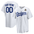 Custom Los Angeles Dodgers Active Player White Puhics 2024 World Series Cool Base Stitched Jersey