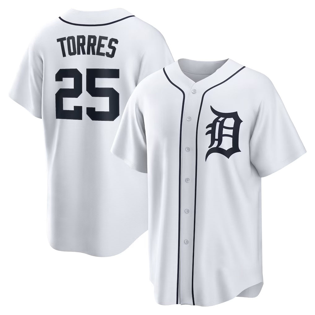 Detroit Tigers #25 Gleyber Torres White Puhics Home Replica Jersey