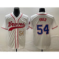 Atlanta Braves #54 Max Fried Number White Puhics Cool Base With Patch Stitched Jersey