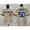 Los Angeles Dodgers #50 Mookie Betts Number Cream Puhics 2024 City Connect Limited Stitched Jersey 2