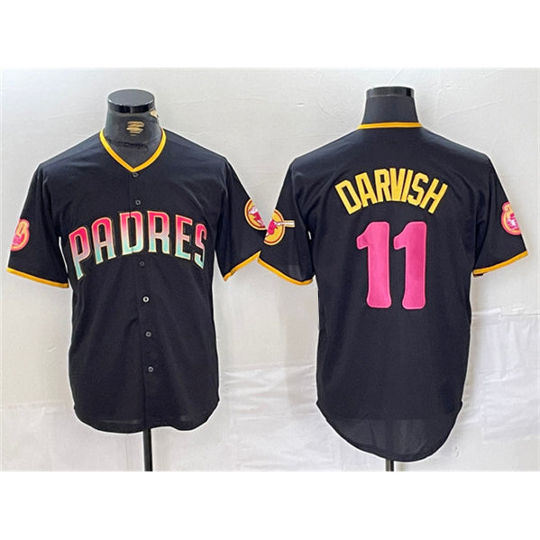 San Diego Padres #11 Yu Darvish Black Puhics Cool Base Stitched Jersey
