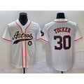 Houston Astros #30 Kyle Tucker White Puhics With Patch Cool Base Stitched Jersey