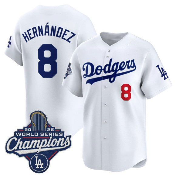 Los Angeles Dodgers #8 Enrique Hernandez White Puhics 2025 Champions Stitched Jersey