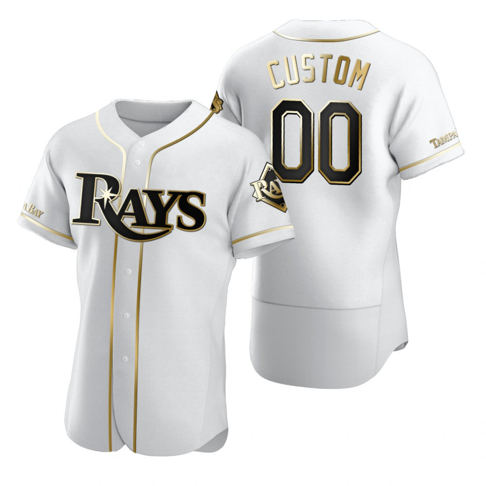 Custom Tampa Bay Rays White Puhics Stitched Flex Base Golden Edition Jersey